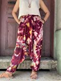 Bohem Doğal Batik Boyama Şalvar, Rahat Pantolon, Salaş Pantolon, Tie Dye