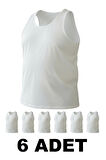 Büyük Beden Pamuklu Erkek Atleti 6'lı Paket - Beyaz