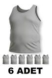 Büyük Beden Pamuklu Erkek Atleti 6'lı Paket - Gri