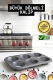 Mini Çocuklar İçin Cupcake Fırın Kalıbı 6 Büyük Bölmeli Muffin Kek Kalıbı