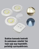 Uzaktan Kumanda İle Kontrol Edilebilen Yapışkanlı 3 Lü Kablosuz Led Spot Lamba