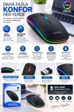 Kablosuz Şarjlı Sessiz Tıklamalı Ergonomik Mouse