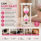 Büyük Boy Cam Standlı Kum Saati - 15 cm Yükseklik - Dekoratif Şık Tasarım