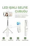 Led Işıklı Selfie Çubuğu Bluetooth Kumandalı Kablosuz Tripot Selfie Monopod Selfie Stick (Beyaz)