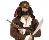 Kahve Renk Şapkalı Siyah Sakallı Pipolu Jack Sparrow Denizci Korsan Gözlüğü x cm