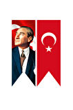 50x200cm Kırlangıç Ikili Set  Atatürk Ve Türk Bayrağı