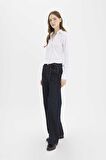 Wide Leg Geniş Paça Bağcıklı Uzun Jean Pantolon