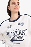 DeFacto Coool Oversize Geniş Kalıp Bisiklet Yaka Baskılı Kalın Kumaş Sweatshirt D5957AX25SPWT32