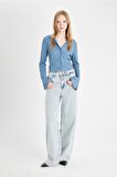 DeFacto Coool Fitted Basic Düz Düğmeli Uzun Kollu Crop Gömlek A0012AX24AUBE455