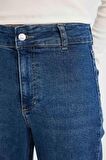 DeFacto Culotte Yüksek Bel Kısa Geniş Paça Jean Yıkamalı Pantolon D4327AX24AUNM34