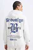 DeFactoFit NBA Brooklyn Nets Comfort Fit Rahat Kalıp Kapüşonlu Kalın Sırt Baskılı Sweatshirt D3222AX24WNGR493