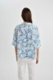 DeFacto Regular Fit Desenli Pijama Yaka Kısa Kollu Gömlek C3389AX24SMWT32