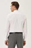 Erkek Beyaz Ütülemesi Kolay Slim Fit Dar Kesim Klasik Yaka Pamuklu Gömlek