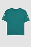 DeFacto Erkek Çocuk Oversize Fit Bisiklet Yaka Baskılı Kısa Kollu Tişört C5004A824HSGN754