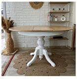 Reyo 100cm Açılır Yuvarlak Baba Ayaklı Masa Beyaz-Naturel