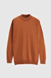 D'S Damat Regular Fit Camel Pamuk Karışımlı Yarım Balıkçı Triko Kazak 5HF06ORT16275