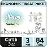 Sleepy Bio Natural Premium Plus Ekonomik Fırsat Paketi Bebek Bezi 3 Numara Midi 84 Adet