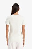 DeFacto Slim Fit Dar Kesim V Yaka Basic Düz Ribana Kısa Kollu Tişört I1080AZ25SPTR261
