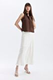 DeFacto Regular Fit Gömlek Yaka Keten Karışımlı Kolsuz Bluz D2952AX24SMBN320