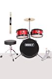 Midex CD300X-RD Akustik Junior Çocuk Baterisi Davulu Seti 5-14 Yaş İçin Full Set