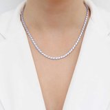 925 Ayar Gümüş Pullu Arpa Zincir Kolye Rodyum Kaplama (55 cm)