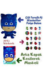 Pj Maskeliler Boyama Kitabı 20'Li Stickerlı Arka Kapak Kesilerek Maskeli & pj maskes Folyo Balon