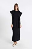 DeFacto Regular Fit Basic Düz Maxi Siyah Triko Etek A1314AX24AUBK81