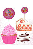 İyiki Doğdun Pembe Temalı Doğum Günü Cupcake & Pasta Süsleme Kürdanı 16 Adet 4 cm