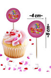 İyiki Doğdun Pembe Temalı Doğum Günü Cupcake & Pasta Süsleme Kürdanı 16 Adet 4 cm