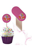 İyiki Doğdun Pembe Temalı Doğum Günü Cupcake & Pasta Süsleme Kürdanı 16 Adet 4 cm