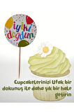  İyiki Doğdun Renkli Pasta Süsü Doğum Günü Cupcake & Pasta Süsleme Kürdanı 16 Adet 4 cm