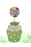  İyiki Doğdun Renkli Pasta Süsü Doğum Günü Cupcake & Pasta Süsleme Kürdanı 16 Adet 4 cm