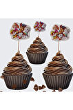 Paw Petrol Temalı Doğum Günü Cupcake & Pasta Süsleme Kürdanı Paw Petrol Kürdan 16 Adet (Çapı 4 cm)