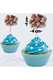 Paw Petrol Temalı Doğum Günü Cupcake & Pasta Süsleme Kürdanı Paw Petrol Kürdan 16 Adet (Çapı 4 cm)