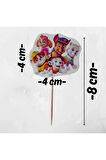 Paw Petrol Temalı Doğum Günü Cupcake & Pasta Süsleme Kürdanı Paw Petrol Kürdan 16 Adet (Çapı 4 cm)