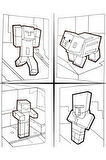 Boyama Kitabı Minecraft Stickerlı (Arka Kapak Kesilerek Maskeli )Boyanacak Sayfa Sayısı 16