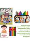 Bluey Boyama Kitabı Stickerlı ,bluey Kalemlik ,kalem Kutusu Kalem Çantası & 12'li Kuru Boya Kalemi