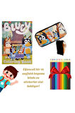 Bluey Boyama Kitabı Stickerlı ,bluey Kalemlik ,kalem Kutusu Kalem Çantası & 12'li Kuru Boya Kalemi