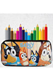 Bluey Boyama Kitabı Stickerlı ,bluey Kalemlik ,kalem Kutusu Kalem Çantası & 12'li Kuru Boya Kalemi