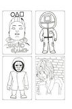 SQUID GAME Boyama Kitabı Stickerlı & Arka Kapak Kesilerek Maskeli ,16 sayfa Boyanacak Sayfalı
