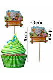 Safari Temalı Doğum Günü Cupcake & Pasta Süsleme Kürdanı Sevimli Hayvanlar Kürdan 20 Adet 4 cm