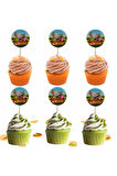 Safari Temalı Doğum Günü Cupcake & Pasta Süsleme Kürdanı Sevimli Hayvanlar Kürdan 20 Adet Çapı 3,5cm