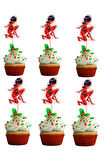 Miraculos Kedi Kız Temalı Doğum Günü Cupcake & Pasta Süsleme Kürdanı Kedi Kız 16 Adet 4 cm