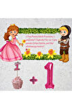1 Yaş 36 cm Pembe Renk Folyo Balon & 1 Yaş Pasta Süsü Prenses 1 Yaşında Cupcake Pembe Doğum Günü