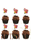 Flamingo Pasta Kürdanı Flamingo Temalı Doğum Günü & Etkinlik Pasta Süsleme Cupcake Kürdan Süsü 16'Lı