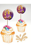 Rapunzel Temalı Doğum Günü Cupcake & Pasta Süsleme Kürdanı Rapunzel 16 Adet 4 cm