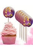 Rapunzel Temalı Doğum Günü Cupcake & Pasta Süsleme Kürdanı Rapunzel 16 Adet 4 cm