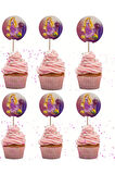 Rapunzel Temalı Doğum Günü Cupcake & Pasta Süsleme Kürdanı Rapunzel 16 Adet 4 cm
