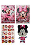 Minnie Mouse Boyama Kitabı 20 Stickerlı Arka Kapak Kesilerek Maskeli & Çift Taraflı Folyo Balon