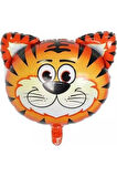 Kaplan Kafa Folyo Balon Safari Doğum Günü Konsepti & Orman Hayvanları Figürlü Parti Balonu (55 Cm)